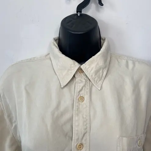 Tommy Bahama  Beige Tan Silk Button Down Blouse Sz Large