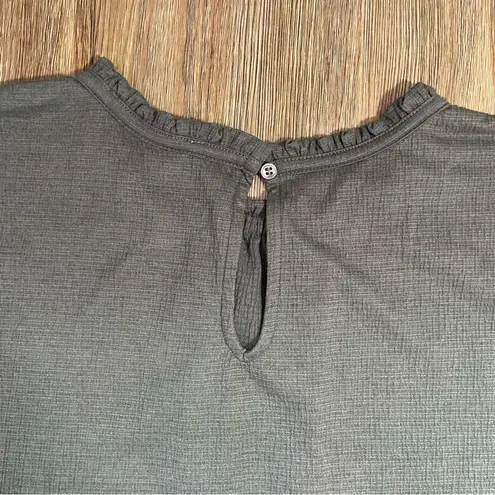 Loft  Flowy Loose Fit Smocked Ruffled Blouse Short Sleeve Medium