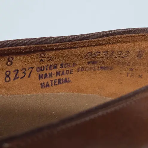 Vintage Andiamo 70s Brown Leather Block Heel Pumps Size 8 Retro Mod Gold Accent