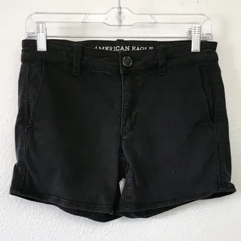 American Eagle  Super Stretch AEO Twill X Black Low-Rise Chino Shorts 4