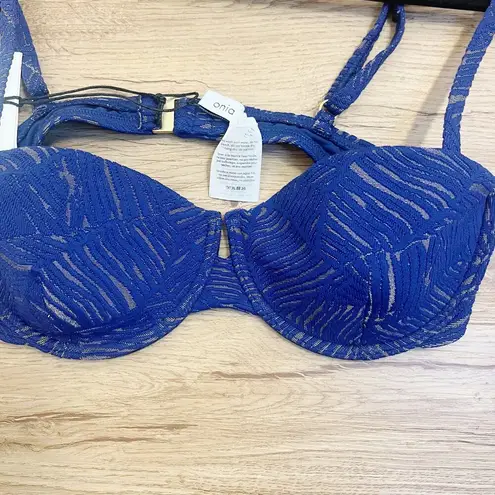 ONIA Womens Dalia Textured Bikini Top Blue Size Medium New