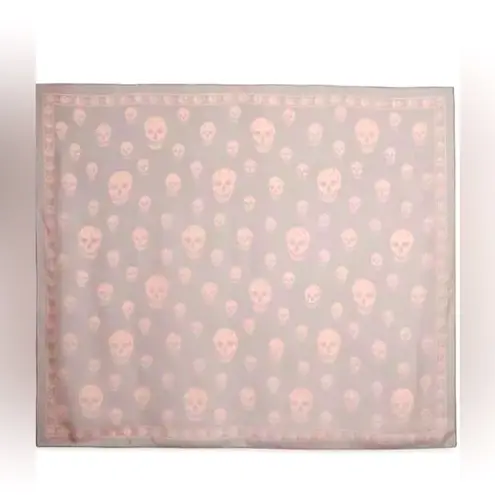 Alexander McQueen COPY - Rare sold out  Muted Skull Silk Chiffon Scarf Gray/Pink