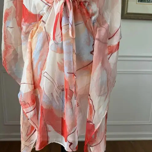 Nordstrom  Sheer Abstract Print Chiffon Kaftan Tunic Swim Coverup OSFM