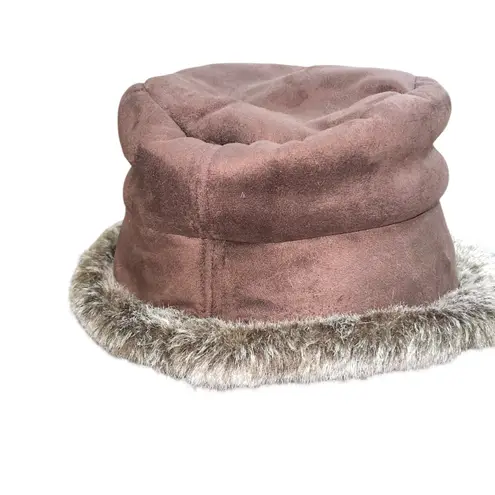 Daniele Meucci Bucket Hat Cap Faux Fur Made in Florence Italy OS Holiday Brown