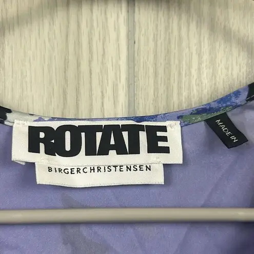 ROTATE Birger Christensen Sierina Womes Midi Dress XS Satin Puff Sleeve Blue