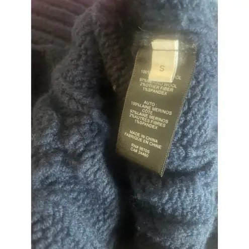 Rebecca Taylor Chainette Sweater Cable Knit Navy Blue Small S CHUNKY MERINO WOOL - Image 4