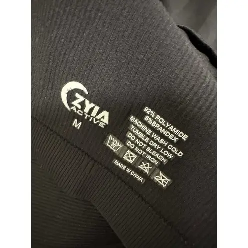 Zyia Black Compression Mesh Detail Hoodie Sweatshirt Pullover Womens Size Medium