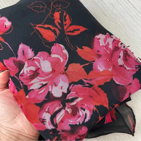 Avenue Vintage Silk Tunic floral flowy bell dress womens Black Red size 30/32 feminine