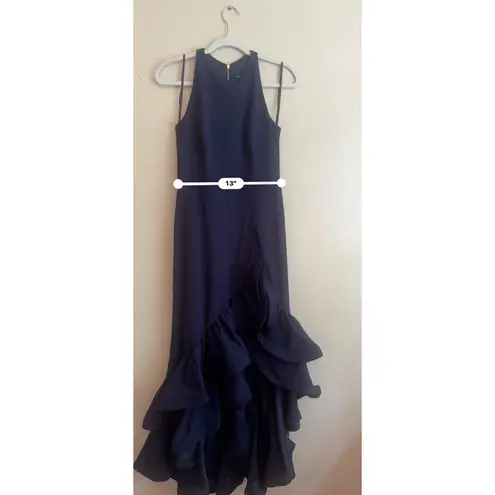 Betsy and Adam navy Ruffle gown prom Hem Dress size 6P