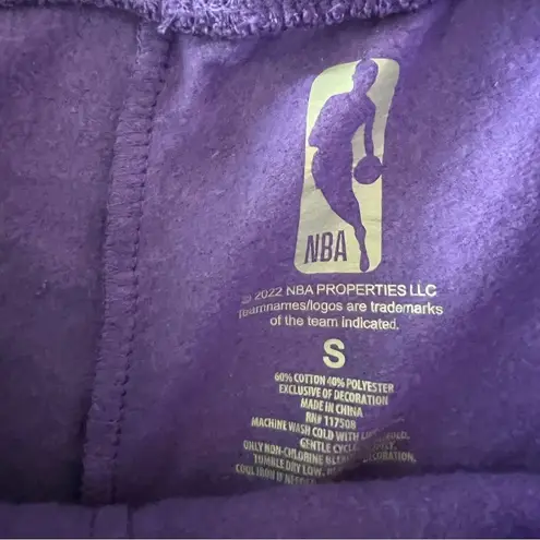 Nba Lakers Wide Leg Fleece Lounge Pants Purple Graphic Pull On Streetwear Small