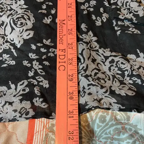 Pacific&Co Style Ladies Plus Sz 2X Sleeveless Black White Shirt Elastic Waist GUC Sheer