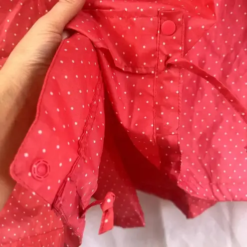 Oversized Long Rain Poncho Full Zip Polka Dot One Size Pink Size undefined