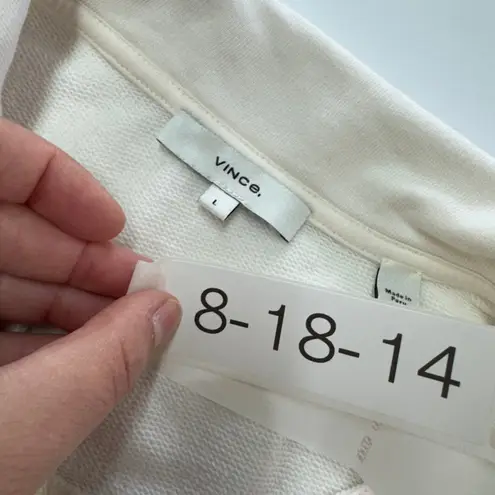 Vince Sweatshirt Womens Large Cream Pullover 1/2 Zip Cotton Blend Casual Tan