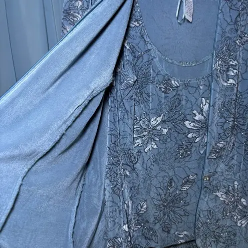 Alex Evenings Women Blue Sequin 3 Pieces Dress Jacket Tank Set Size Small Formal