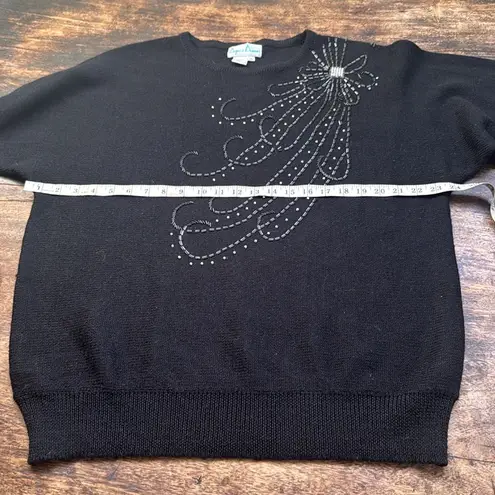 Draper's & Damon's pullover black beaded Sweater size extra Large long sleeve