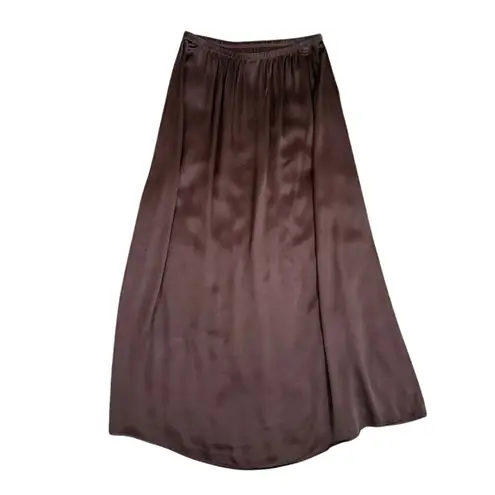 DONNI. Satiny Simple Skirt in Brown, Size L Brown Size L