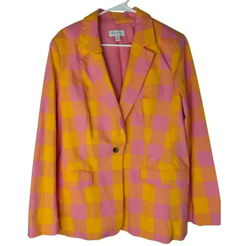Free Assembly Womens XXL Pink & Yellow Checkered Blazer