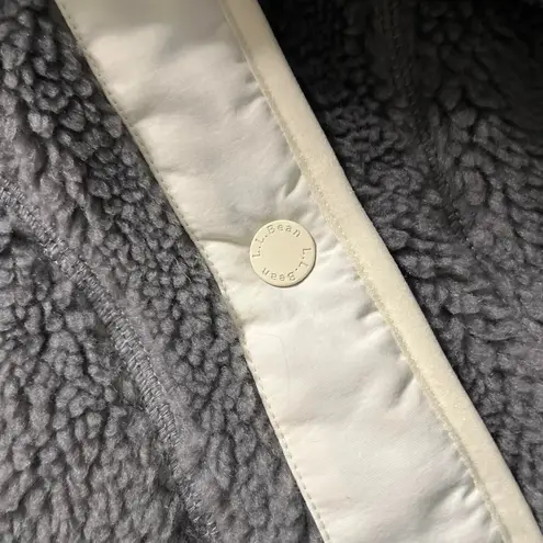 L.L.Bean Sherpa fleece jacket Lead grey warm cozy winter colorblock NWT Gray Size L