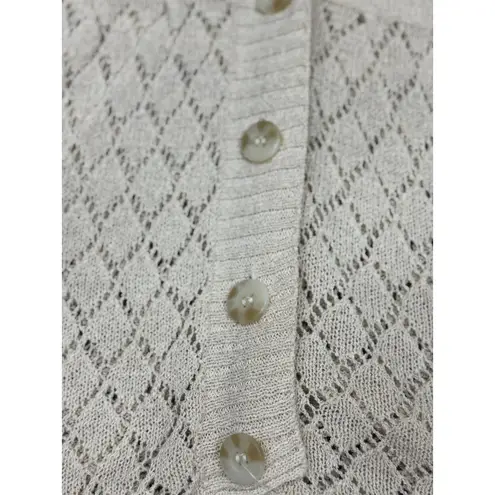 Bandolino Womens S Vintage Cream Shorth Sleeve Open Knit Cardigan Sweater Dress