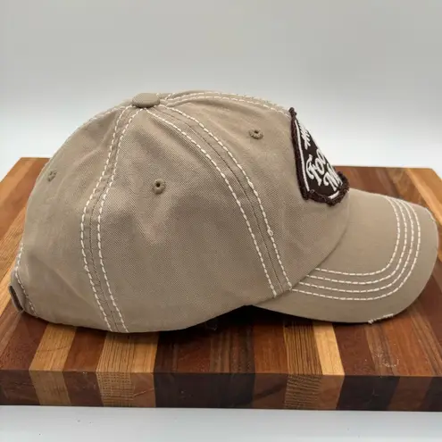 FOOTBALL MOM ADJ. BALL CAP COTTON KHAKI FREYED EDGES NEW Tan
