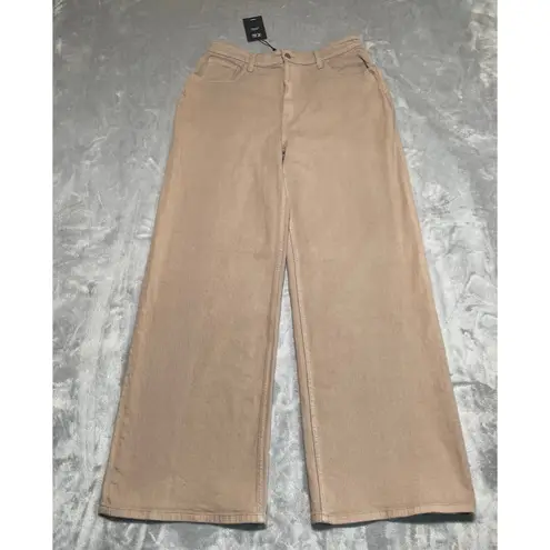 Naadam Pants Women 8 Mushroom Brown Twill Wide Leg Quiet Luxury Classic New Flaw