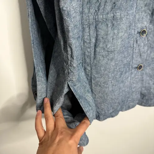 Coldwater Creek 100% Linen Oversized Button Down Shacket Jacket Blue Size 2X - Image 3