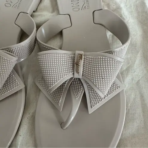 Salvatore Ferragamo Cream Sandals with Bow Detail
