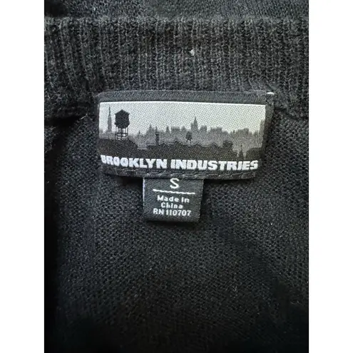 Brooklyn Industries Black Linen Blend Shark Bite Hem Top Women’s Size Small