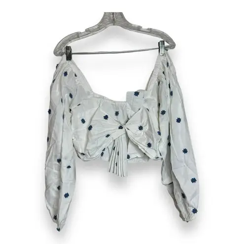 Farm Rio NWOT Flower-Embroidered Cotton Crop Top Size XL