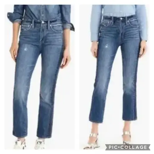 J Crew Jeans Vintage Straight Blue Wash Denim Distressed Size 31T Tall Stripe