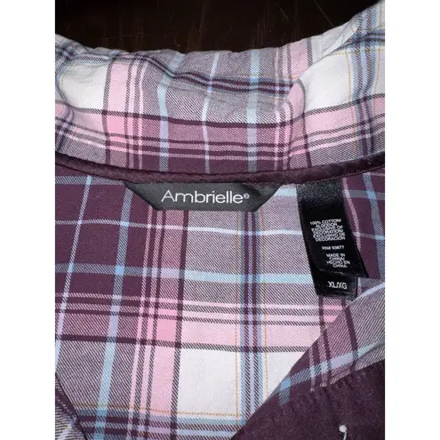 Lot of 2 Ambriele Women’s XL Lightweight Plaid Flannel Shirts Button Front READ