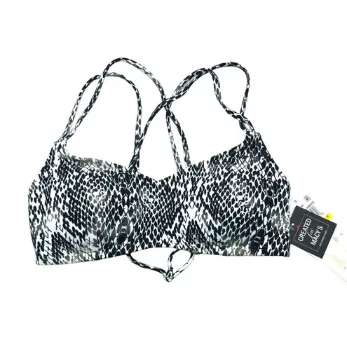Salt + Cove Juniors' Simple Scale Strappy Bralette Bikini Top Black White M Size undefined