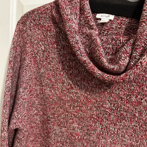 Pure J. Jill Wool Blend Cowl Sweater Oversized Marled Burgundy Red Size XL