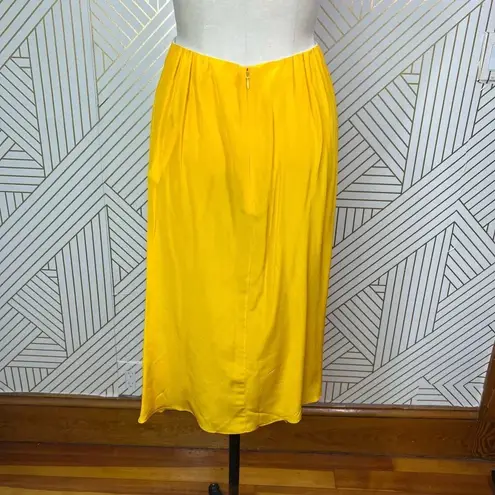 Tome Bow Tie Front Midi Silk Skirt in Marigold Yellow Size US Large