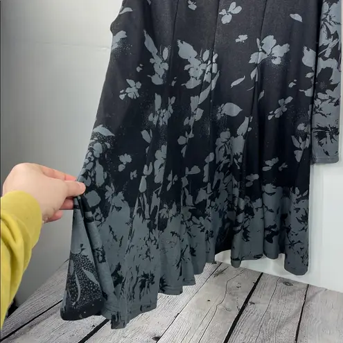 Baby Doll Gray and Black Floral Long Sleeve Dress size with pockets size 3X