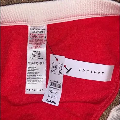 Topshop NWT  Red Button Tanga Bikini Bottoms US 10