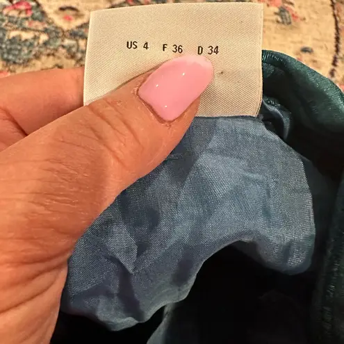 Akris Punto GREEN TEAL TEXTURED SILK SKIRT 4