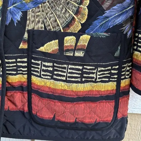 Vintage Sharon Young Sportswear Quilted Button Jacket Size Large Feathers Pocket