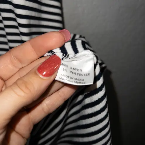 Merokeety Navy & White Striped Tie Waist Dress Size Medium