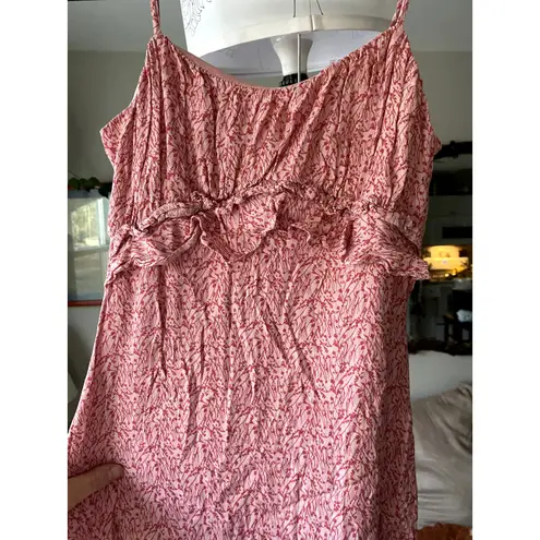 Row A Floral Milkmaid Maxi Slip Dress Small Pink Ruffle Coquette Cottagecore