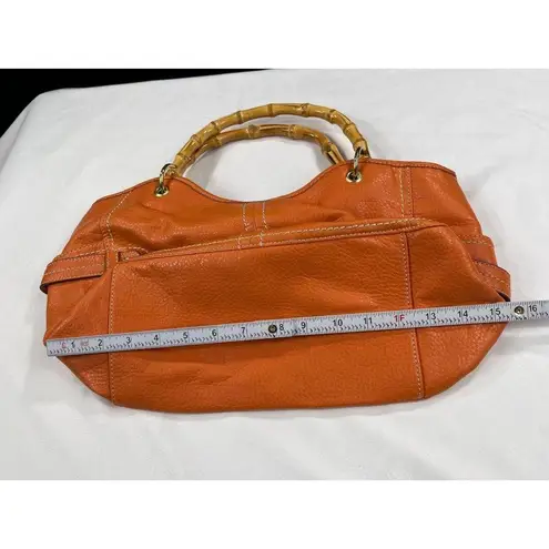 Relic SKU 7837 Orange Leather Shoulder crossbody handbag With Bamboo Handles