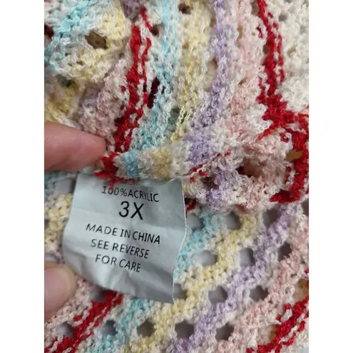 Haptics By Holly Harper 3X Multicolor Crochet Knit Sweater