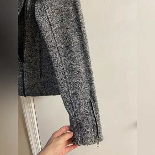 Tahari  moto jacket heather grey zip front wool blend Medium NWT