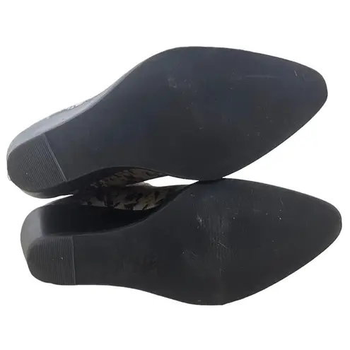 Treasure & Bond Wedges Boots Faux-Snakeskin Print Ankle Booties Black Tan 7