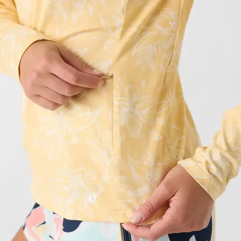 Hang Ten Sunray Long Sleeve Sun Tee Shirt Womens Size L Yellow UV Protection 50+