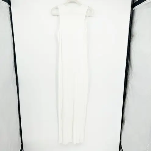 SKIMS Womens Ribbed Knit Soft Lounge Cut Out Maxi Dress Size 2X Marble White