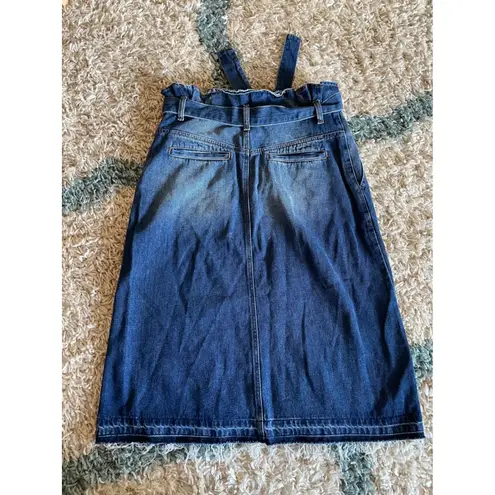 Otto d'Ame Denim Skirt Women's Large Blue Wash Tie Waist Midi Made in Italy