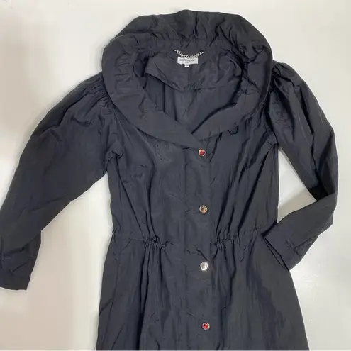 Opening Ceremony Ruffle Collar Black Longline Rain Coat XS