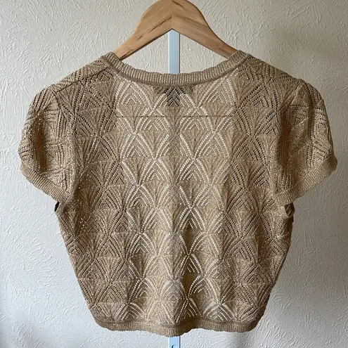 INC beautiful gold metallic crop shrug top Size M