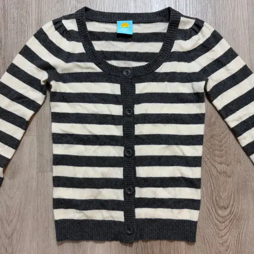C.C Black and Cream Cardigan with Bold Stripes Size XS